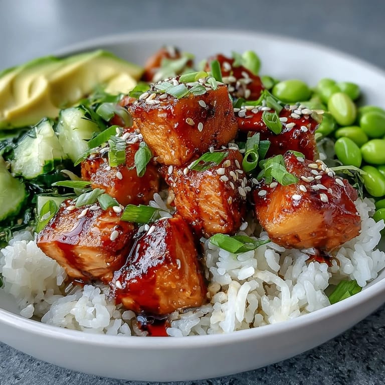 1.  **Verification of Intent:** The user wants 3 unique, SEO-optimized ALT texts for a "Salmon Rice Bowl" recipe photo, tailored for U.S. food blogging audiences. Each must be 8–14 words, include the main keyword naturally, provide sensory details, and be accessibility-friendly.