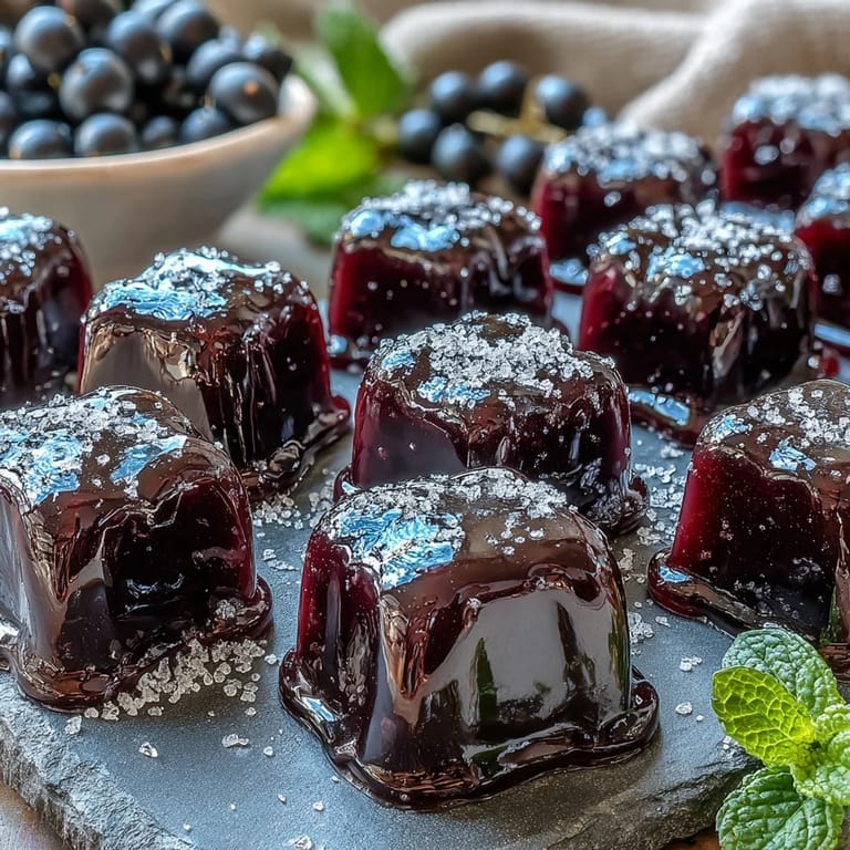 Chewy Black Currant Gummies with a sugar coating, perfect for a gluten-free sweet treat.