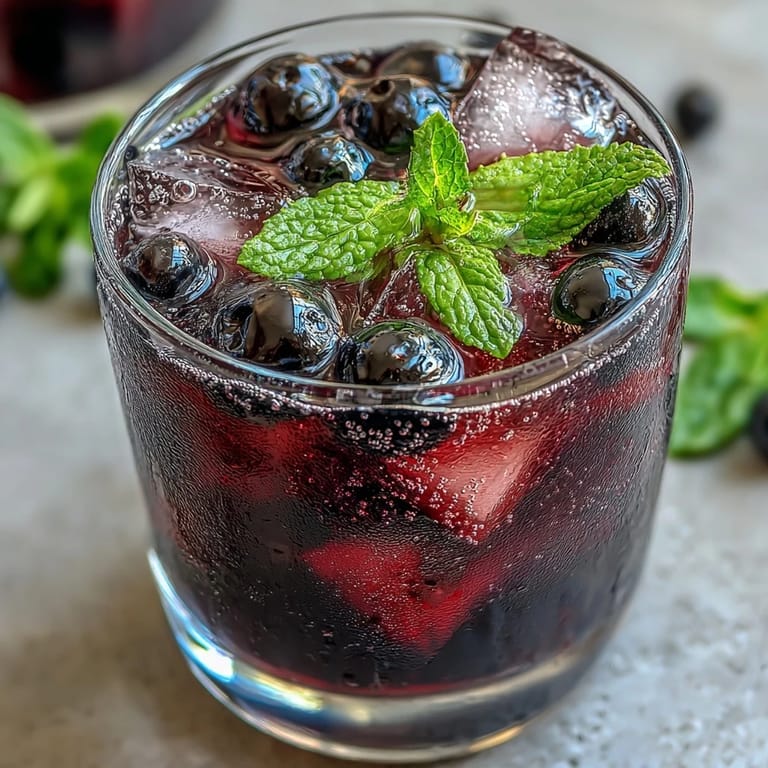 Three glasses of Black Currant It Berry Celebration Drink show a sparkling mocktail, smoothie, and infused water.
