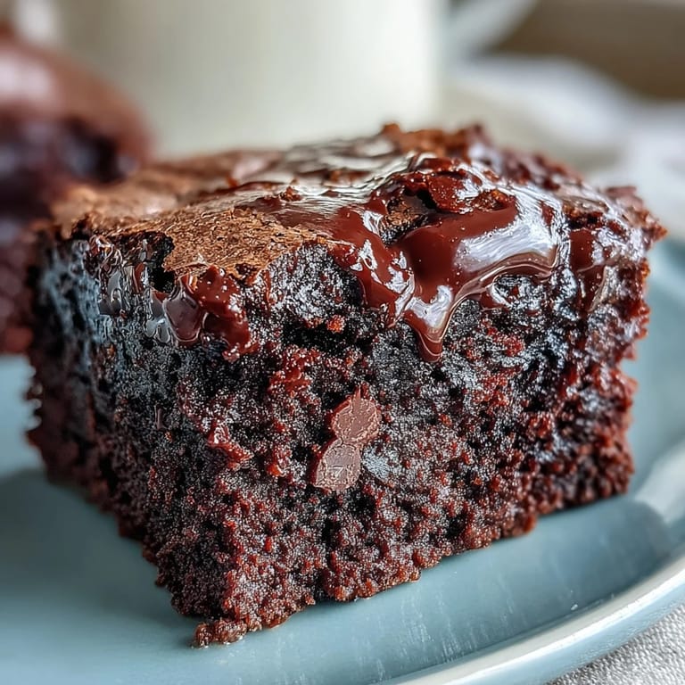 Rich, protein-packed Greek Yogurt Brownies plated beside fresh strawberries for a healthy dessert serving suggestion.