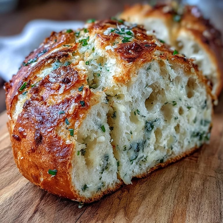 Rustic Perfect Parmesan Garlic Artisan Bread with a tender interior and crisp crust, ready to serve with soup.