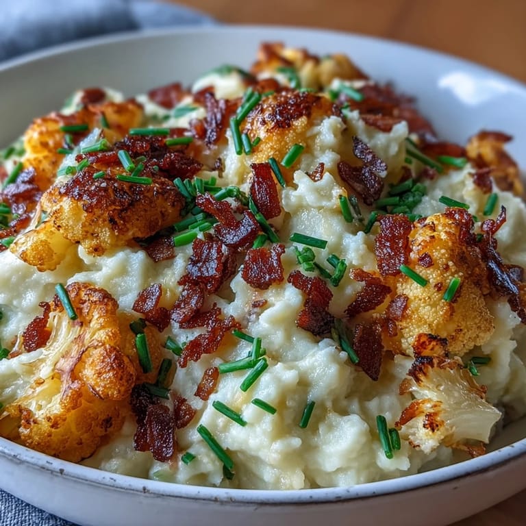 Spoonful of low-carb Keto Bacon and Cheddar Cauliflower Mash served beside grilled steak, featuring creamy texture and melted sharp cheddar.