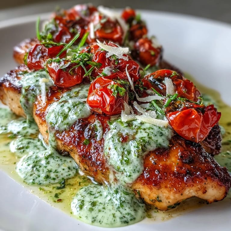 Golden-brown chicken in a luscious basil cream sauce, garnished with roasted tomatoes and fresh basil—a satisfying keto-friendly dinner ready in 40 minutes.