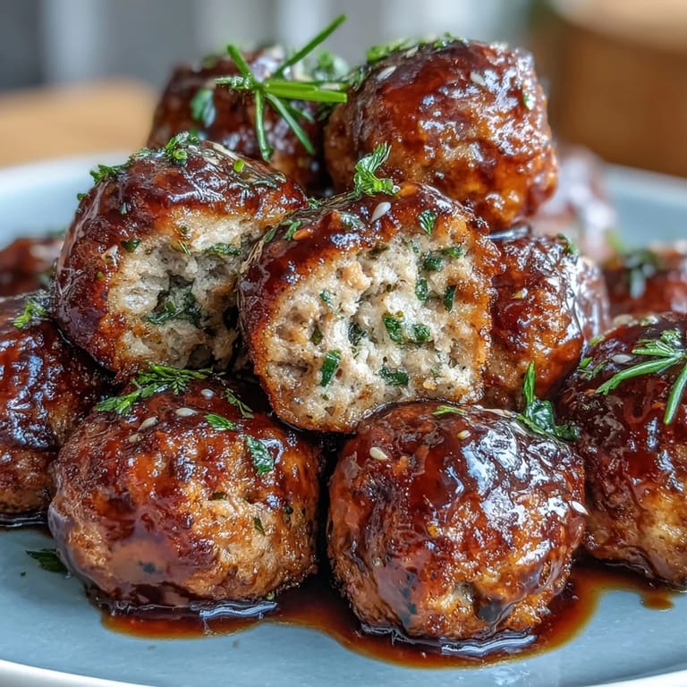 Oven-baked teriyaki turkey meatballs glazed in sweet sauce, served with vibrant pineapple and bell pepper skewers for a healthy, colorful meal.