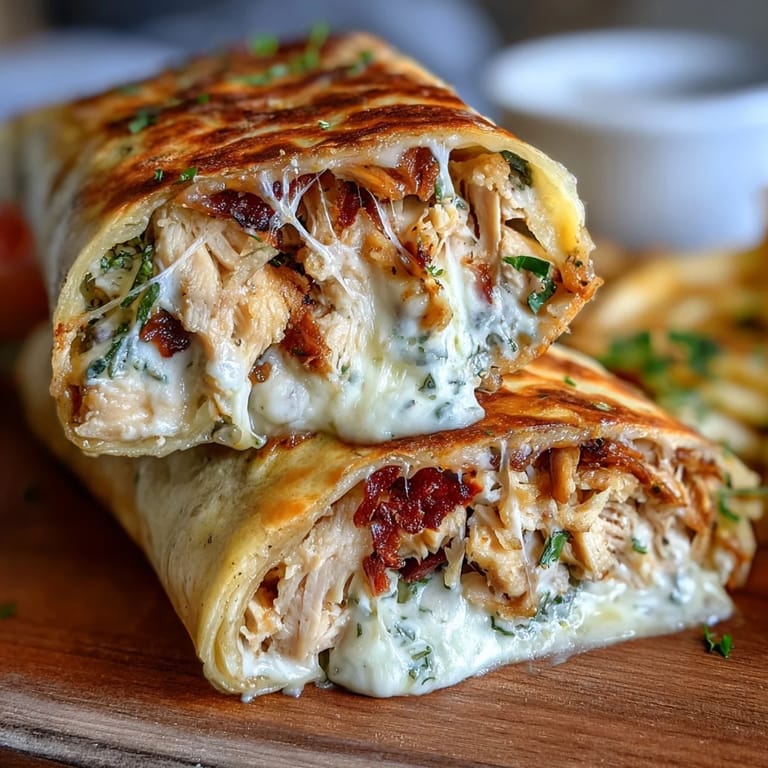 Flavorful low carb chicken wraps featuring melty cheese, garlic, and parsley for a quick and satisfying keto meal.