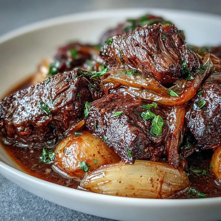 Flavorful slow cooker pot roast infused with onion soup mix, served with tender potatoes and carrots for a cozy meal.