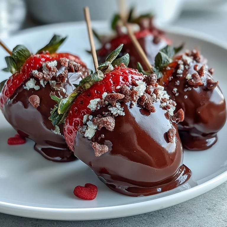 A festive Valentine strawberry bouquet with assorted chocolate coatings, sprinkles, and decorative ribbon for gifting.