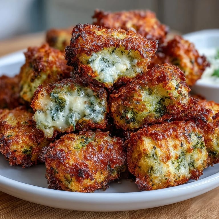 Cheesy broccoli tots with sharp cheddar, air-fried until golden and served with your favorite dipping sauce.
