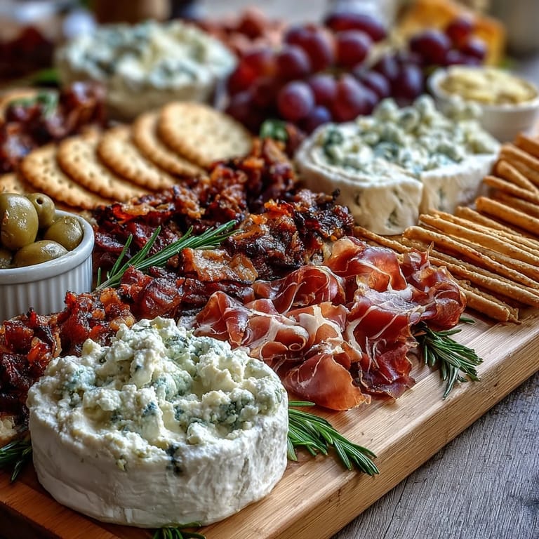 Housewarming Party Charcuterie Board with Dips and Crackers: A beautifully arranged charcuterie display with colorful vegetables, nuts, and artisan breadsticks for a welcoming celebration.