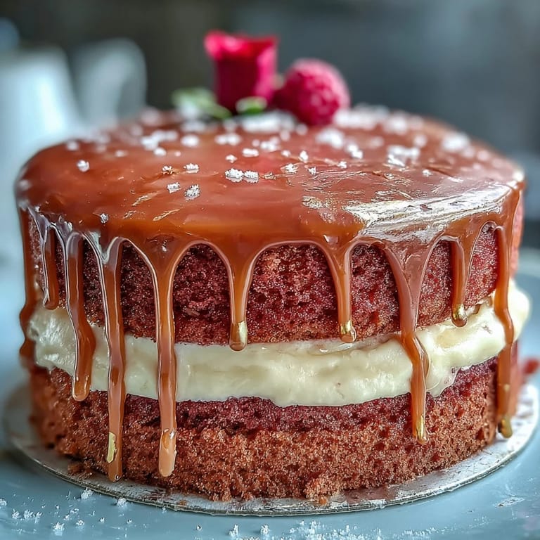 Delightful Bridal Shower Rosé Velvet Cake, perfectly frosted and dripping lavishly.