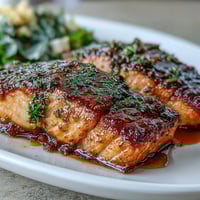 Juicy baked salmon fillets glazed with honey-Dijon marinade, inspired by Texas Roadhouse flavors, served with fresh parsley.