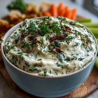 Creamy whipped cottage cheese ranch dip with fresh herbs served with crisp veggie sticks for dipping.  