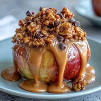 Crisp apple slices drizzled with peanut butter and topped with crunchy granola—a wholesome, easy snack perfect for kids and adults.